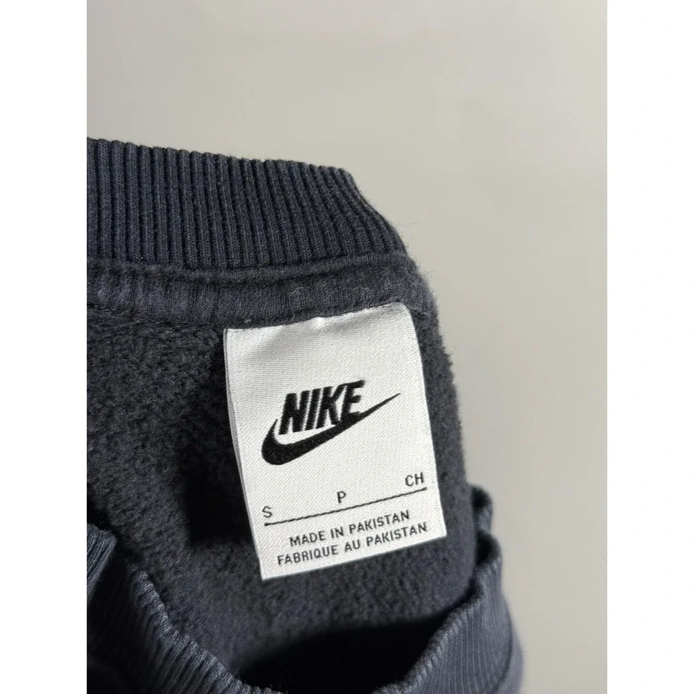 Nike Center Swoosh Fleece Crewneck Sweatshirt Black Small Embroidered Pullover‎